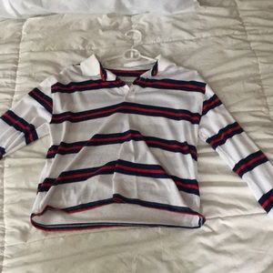 Loose striped collared long sleeve